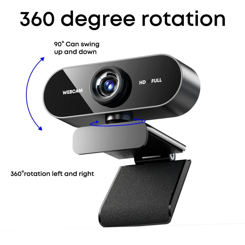 Webcam Full HD 1080P con Micrófono y Ángulo Amplio