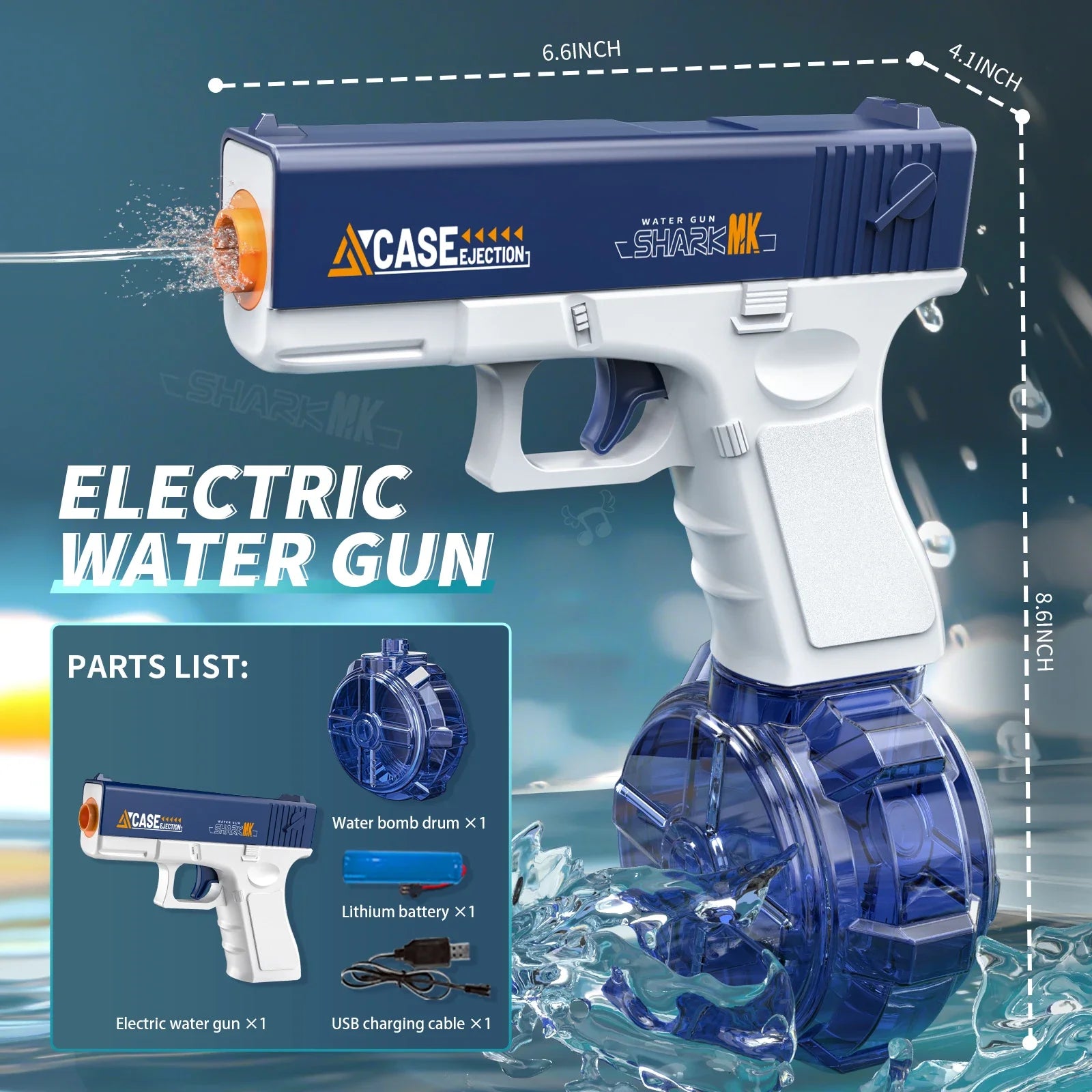 Pistola de Agua Eléctrica para Niños y Adultos – Batería de Litio, Largo Alcance