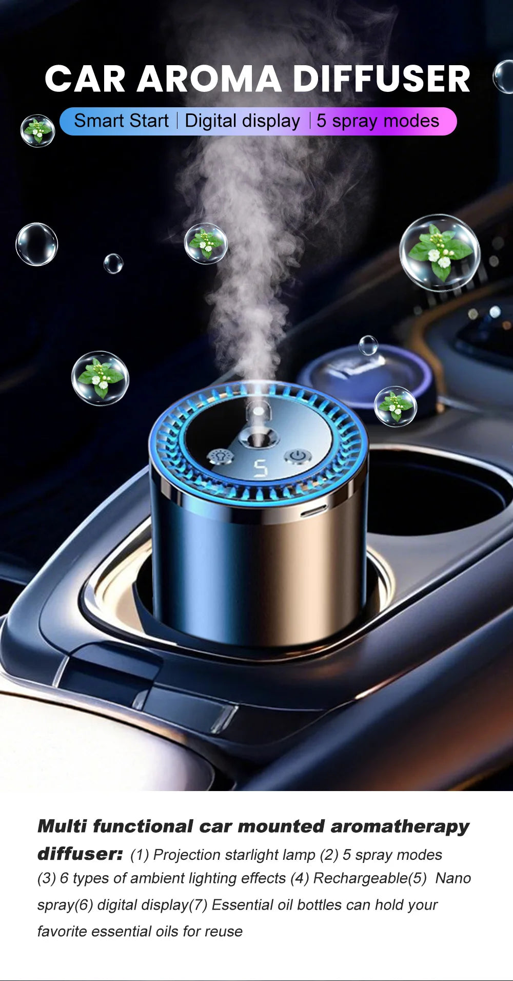 Aromatizador para carros eléctrico y recargable