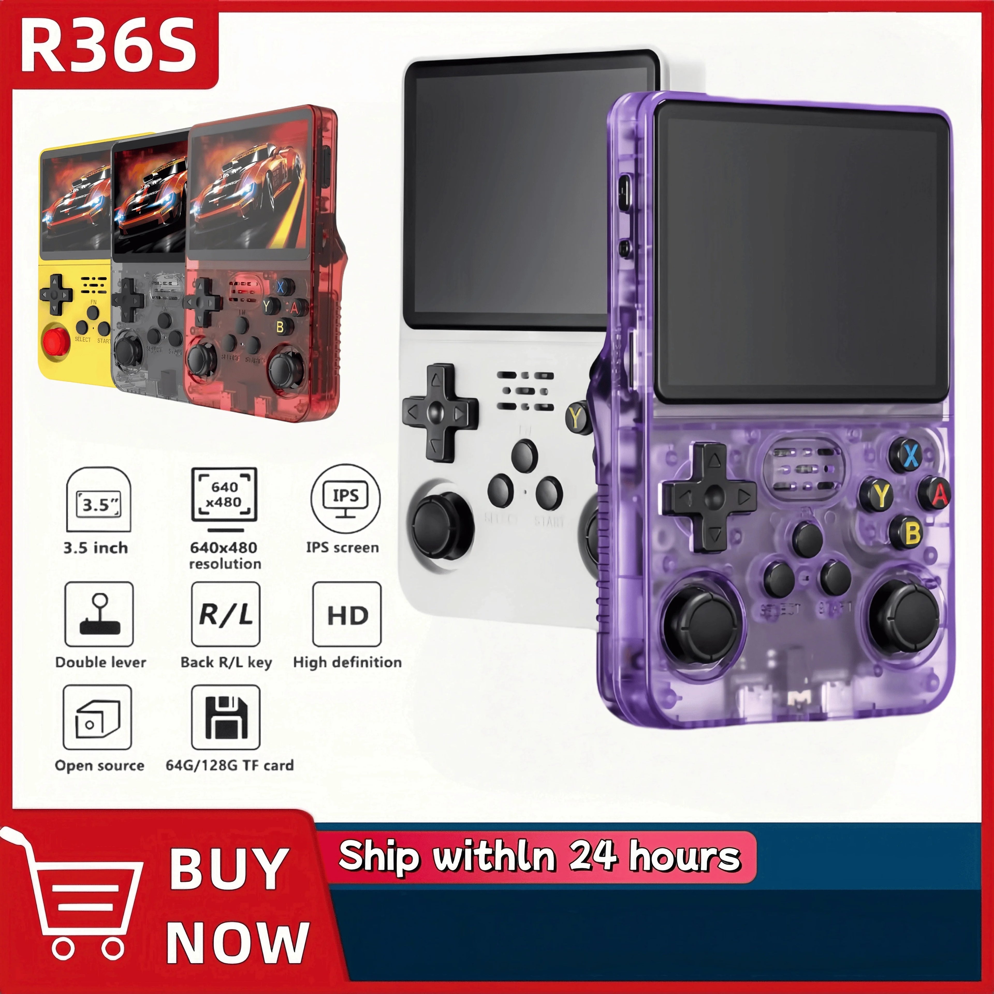 Consola de Videojuegos Retro R36S – Pantalla IPS 3.5", 128GB, Miles de Juegos Incluidos