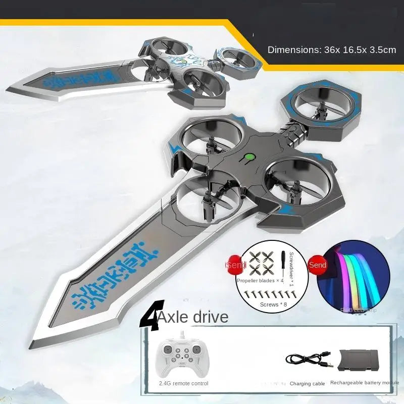 Drone Espada Voladora 36cm – Control Remoto, 3 Velocidades, Giro 360°, Material Resistente a Caídas