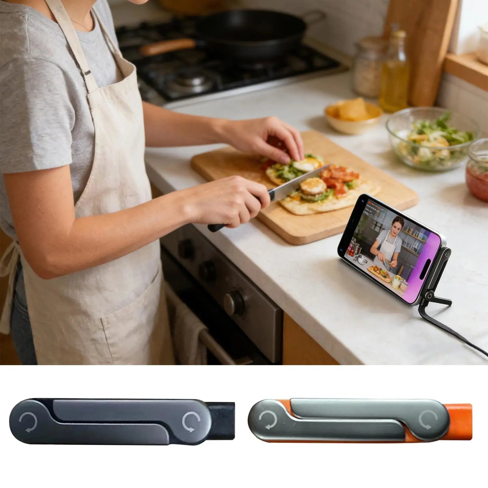 240W 2-in-1 Black/Orange Fast Charging Foldable Bracket Data Cable Type-C to Type-C Data Wire with Phone Tablet Stand