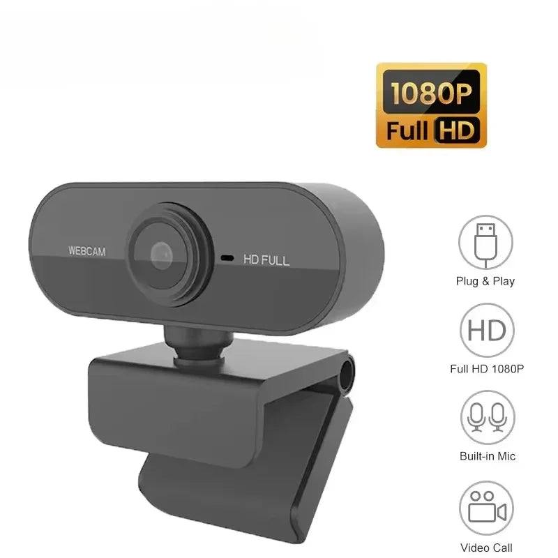 Webcam Full HD 1080P con Micrófono y Ángulo Amplio