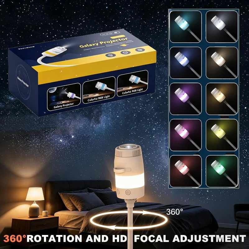 2-in-1 Mini USB Galaxy Projector Night Light 360° Adjustable Brightness Starry Sky Projector Light For Bedroom Ceiling Car Decor