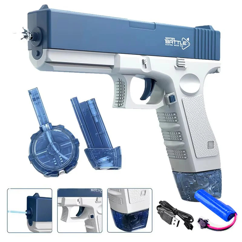 Pistola de Agua Eléctrica para Niños y Adultos – Batería de Litio, Largo Alcance