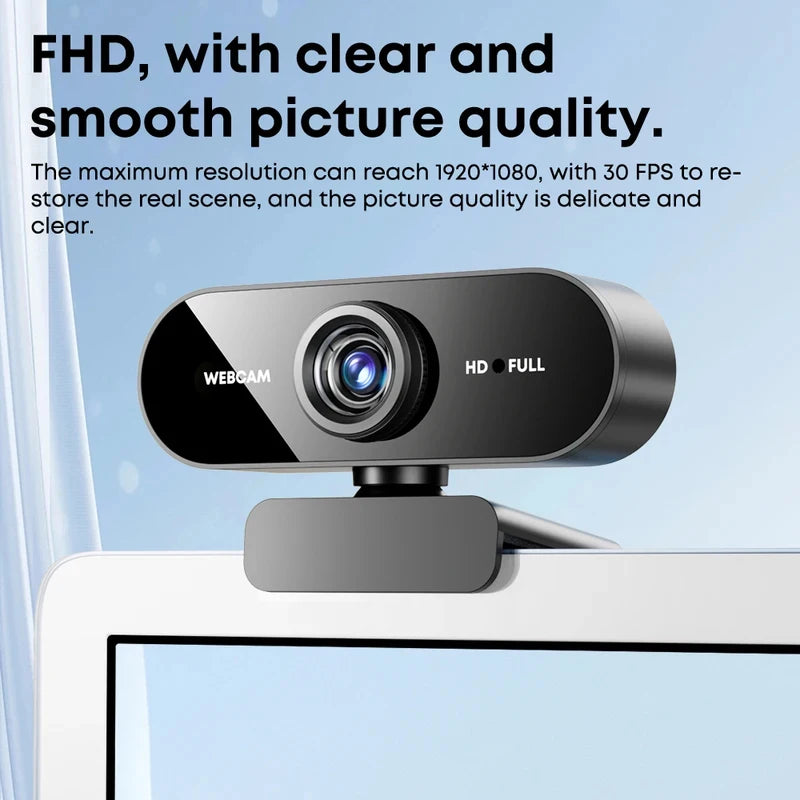 Webcam Full HD 1080P con Micrófono y Ángulo Amplio