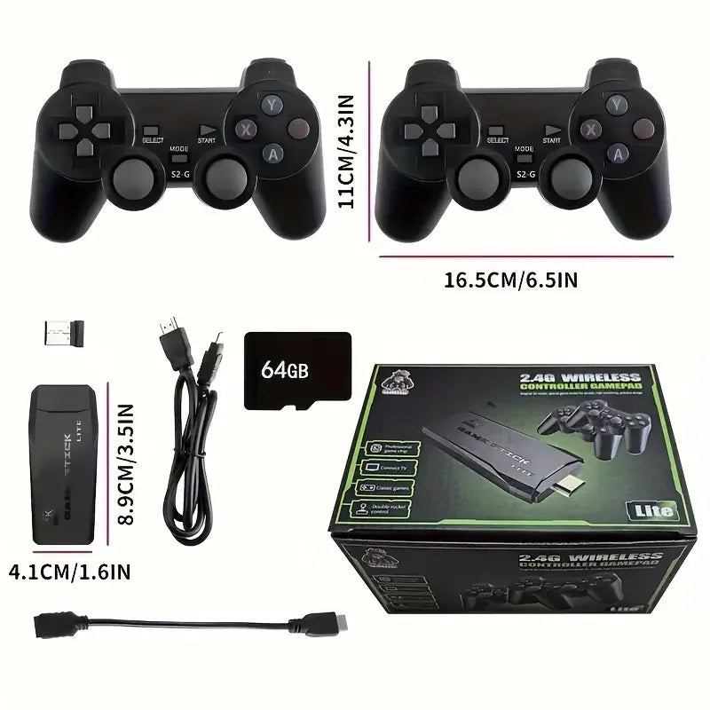 Home Video Game Controller Lite 4K Video Game M8 Console 64GB Dual Wireless Controllers, Nostalgic Retro Style