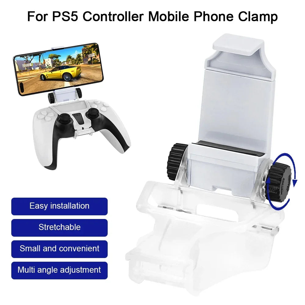 For PS5 Controller Holder Mobile Phone Game Clip Gamepad Holder Gaming Joystick Clamp Mount Adjustable Bracket for Playstation 5