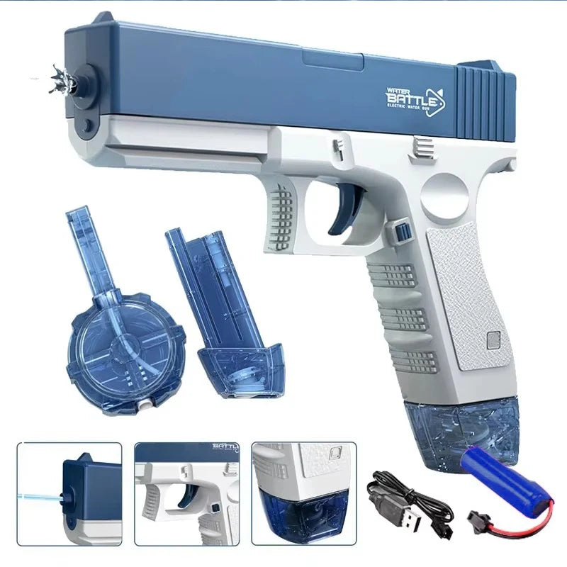 Pistola de Agua Eléctrica para Niños y Adultos – Batería de Litio, Largo Alcance
