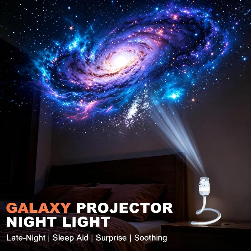 2-in-1 Mini USB Galaxy Projector Night Light 360° Adjustable Brightness Starry Sky Projector Light For Bedroom Ceiling Car Decor