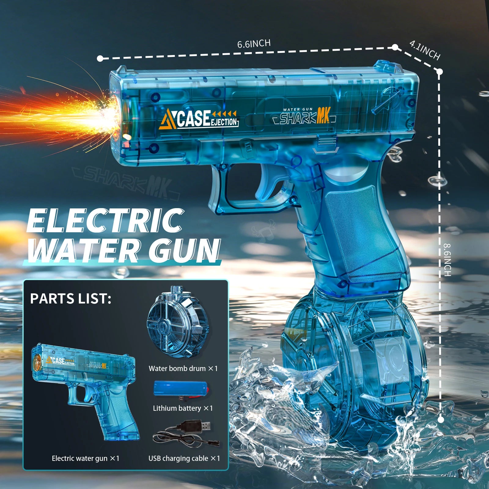 Pistola de Agua Eléctrica para Niños y Adultos – Batería de Litio, Largo Alcance
