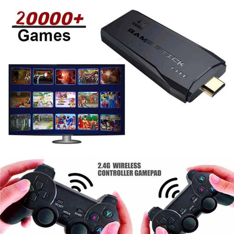 Home Video Game Controller Lite 4K Video Game M8 Console 64GB Dual Wireless Controllers, Nostalgic Retro Style