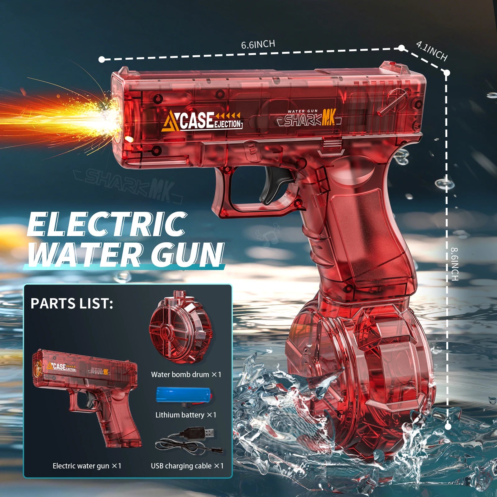 Pistola de Agua Eléctrica para Niños y Adultos – Batería de Litio, Largo Alcance