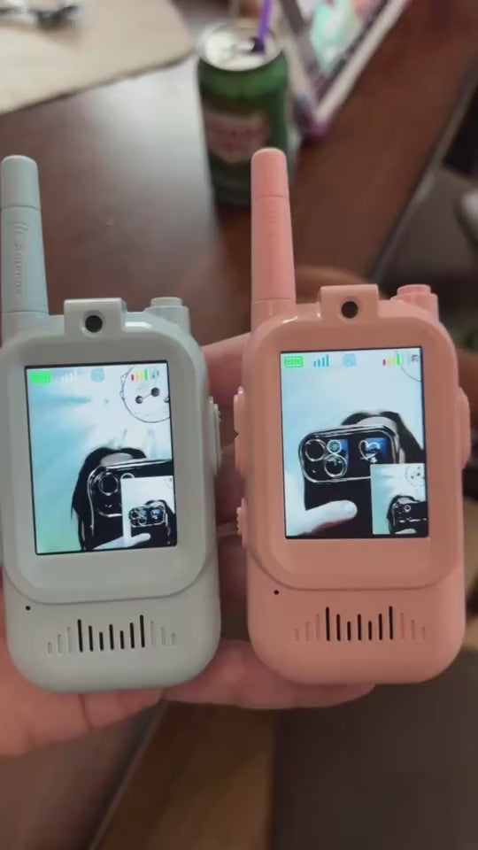 Walkie Talkies con Video para Niños – Pack 2 Unidades, Alcance 500m, Carga USB-C