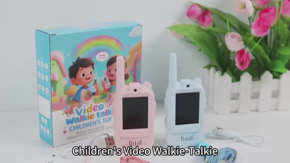 Walkie Talkies con Video para Niños – Pack 2 Unidades, Alcance 500m, Carga USB-C